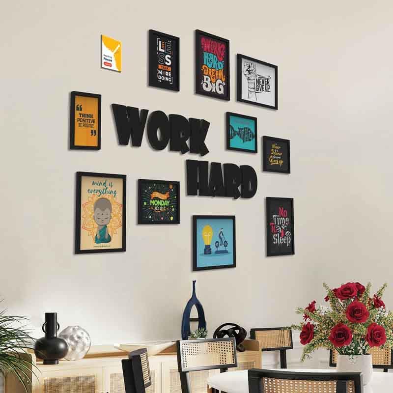 Buy Work Hard Collage Photo Frames - Set Of Ten Photo Frames from Vaaree