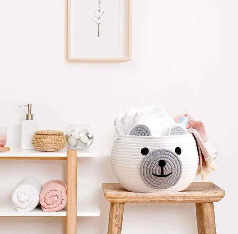 Happy Bear Multipurpose Basket- White - 4