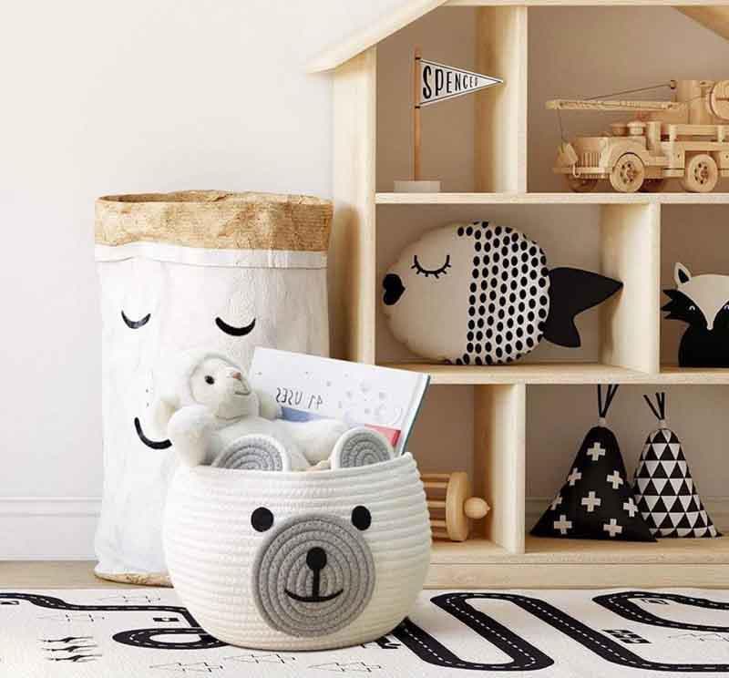 Happy Bear Multipurpose Basket- White - 5