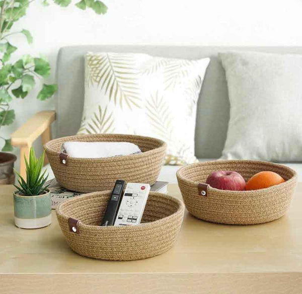 Buy Latte Storage Basket - Set Of Three Storage Basket from Vaaree