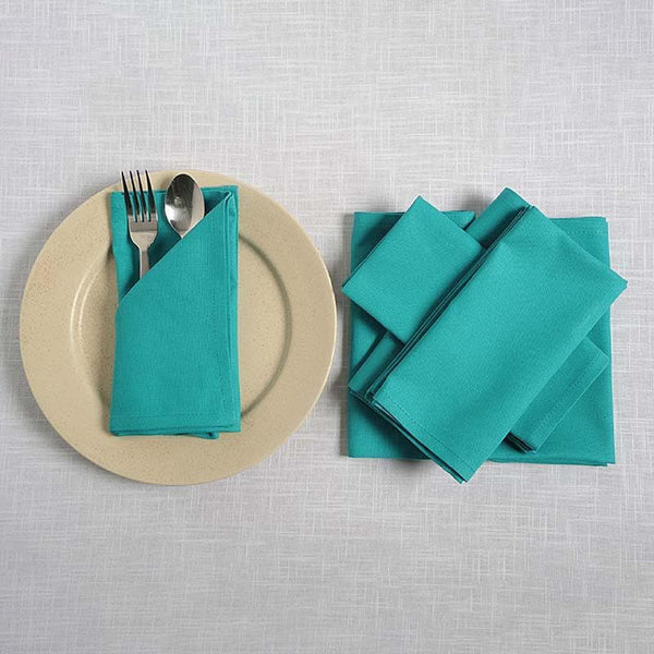 Buy Teal Blue Cotton Dinner Napkins - Set Of Six Table Napkins from Vaaree