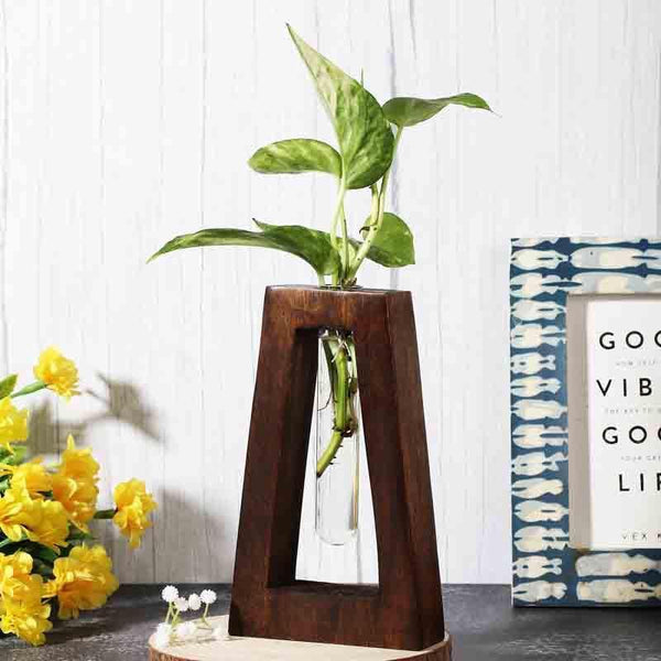 Buy Rhombus Testube Planter - Dark Brown Vase from Vaaree